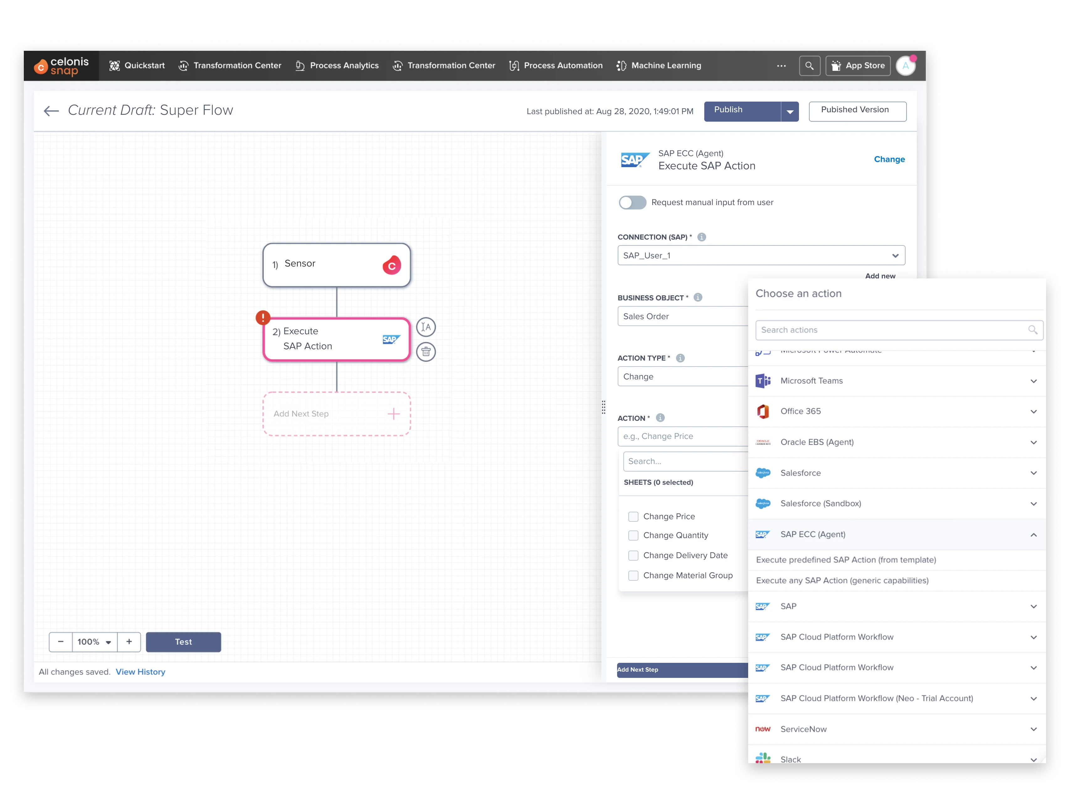 Process automation flows